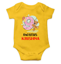 Load image into Gallery viewer, Custom Name 9 Month Birthday Teddy Design Rompers for Baby Boy- KidsFashionVilla
