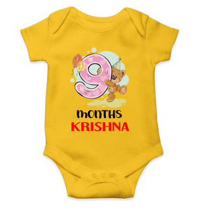 Custom Name 9 Month Birthday Teddy Design Rompers for Baby Boy- KidsFashionVilla