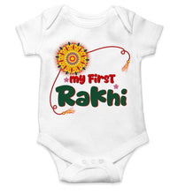 Load image into Gallery viewer, My First Meri Pehli Rakhi Raksha Bandhan Rompers for Baby Boy- KidsFashionVilla
