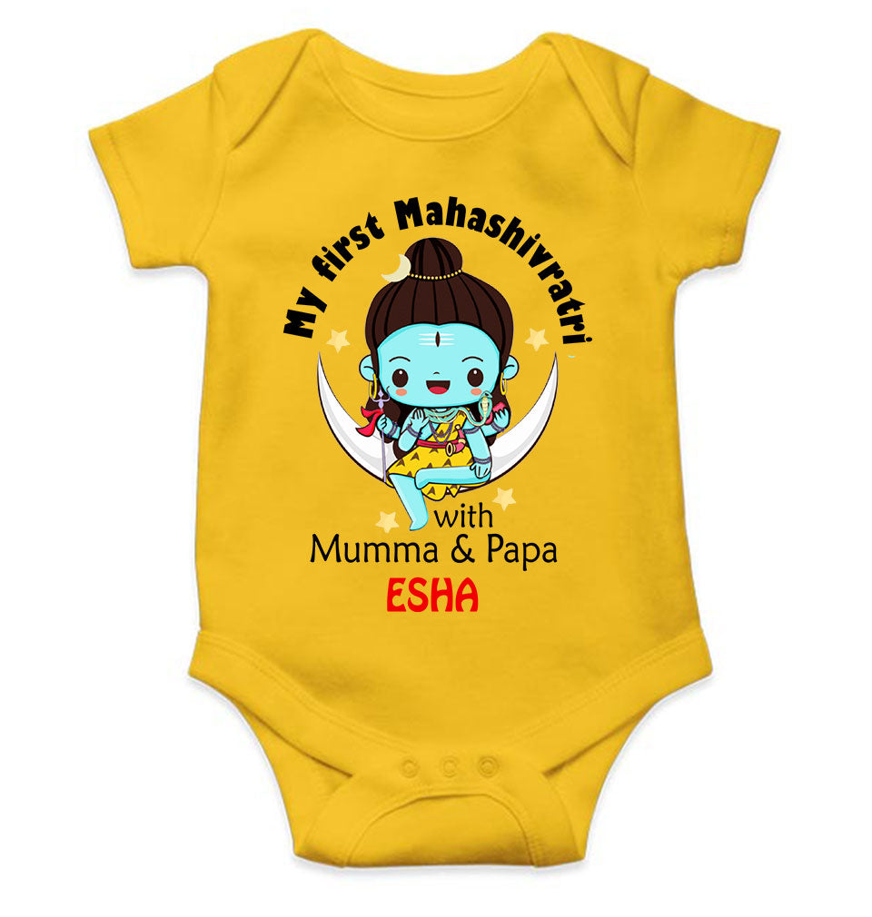Custom Name Mahashivratri With Mumma & Papa Rompers for Baby Girl- KidsFashionVilla