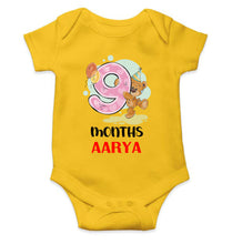 Load image into Gallery viewer, Custom Name 9 Month Birthday Teddy Design Rompers for Baby Girl- KidsFashionVilla
