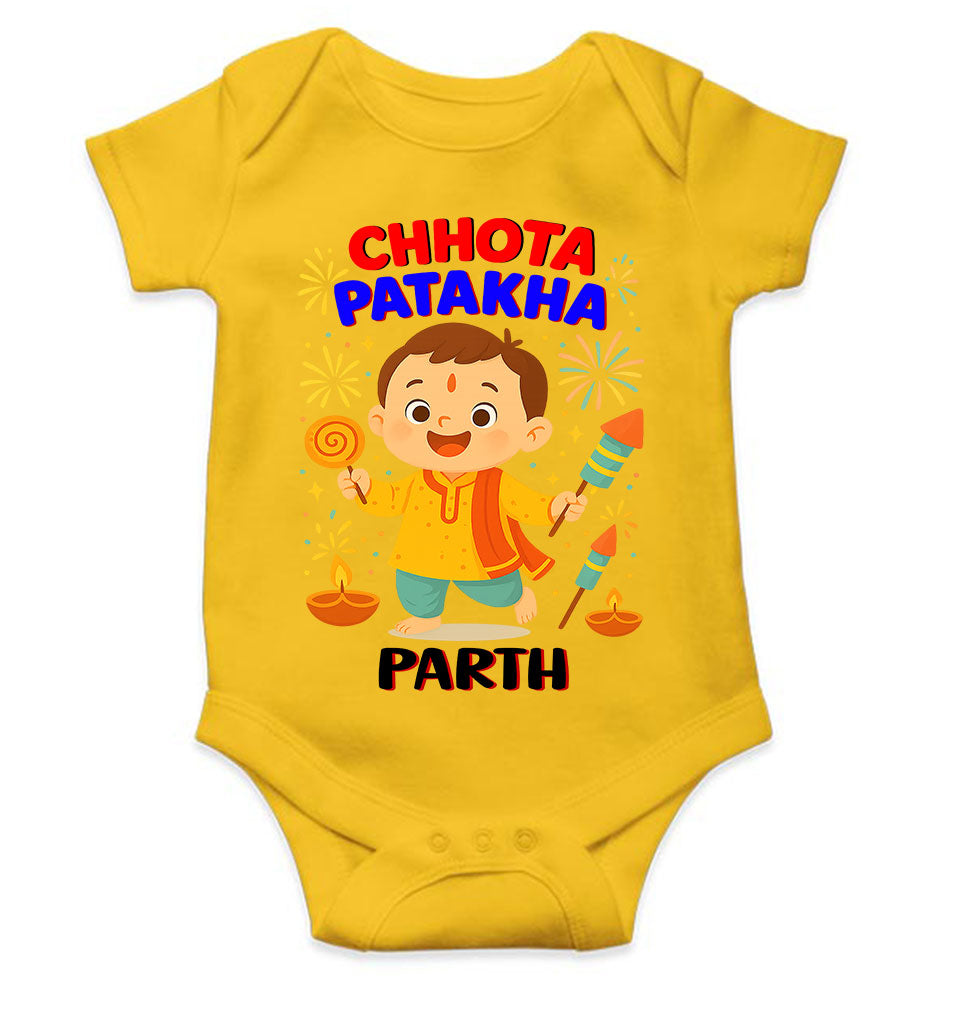 Custom Name Chhota Patakha With Diwali Rompers for Baby Boy- KidsFashionVilla