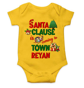 Custom Name Santa Clause Is Coming To Town Christmas Rompers for Baby Boy- KidsFashionVilla