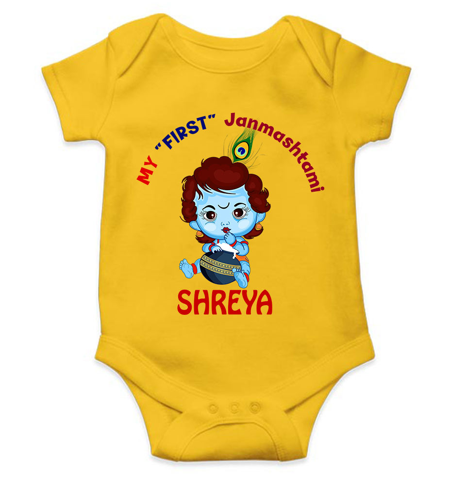 Custom Name First Janmashtami Rompers for Baby Girl- KidsFashionVilla
