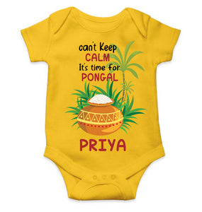 Custom Name Time For Pongal Rompers for Baby Girl- KidsFashionVilla