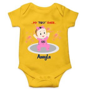 Custom Name My First Rakhi Dress Rompers for Baby Girl- KidsFashionVilla