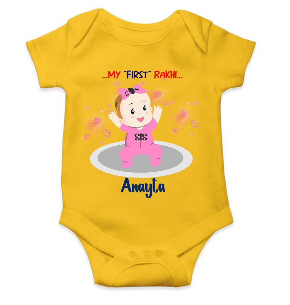 Custom Name My First Rakhi Dress Rompers for Baby Girl- KidsFashionVilla