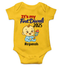 Load image into Gallery viewer, Custom Name It Is My First Diwali 2025 Rompers for Baby Boy- KidsFashionVilla
