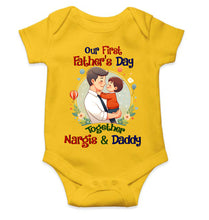Load image into Gallery viewer, Custom Name Our First Father Day Rompers for Baby Girl- KidsFashionVilla
