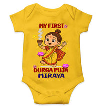 Load image into Gallery viewer, Custom Name My First Cute Durga Pooja Rompers for Baby Girl- KidsFashionVilla
