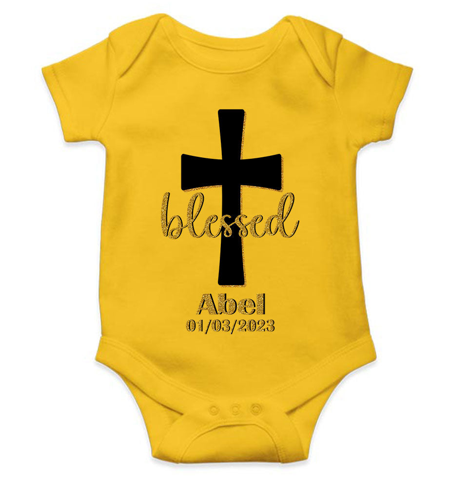 Custom Name And Date Blessed Baptism Christening Day Rompers for Baby Boy- KidsFashionVilla