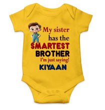 Load image into Gallery viewer, Custom Name My Sister Has The Smartest Brother Raksha Bandhan Rompers for Baby Boy- KidsFashionVilla
