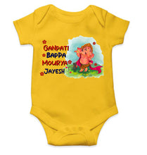 Load image into Gallery viewer, Custom Name Ganpati Bappa Mourya Ganesh Chaturthi Rompers for Baby Boy- KidsFashionVilla
