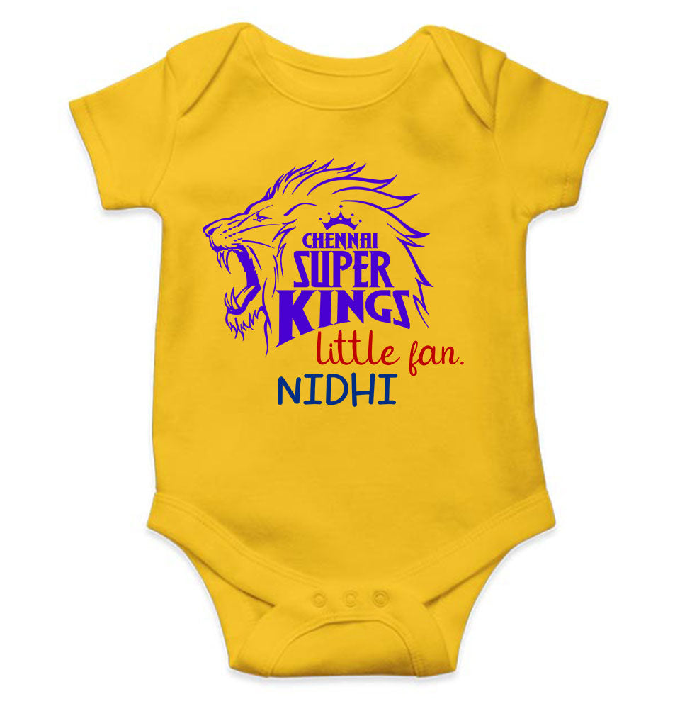 Custom Name IPL CSK Chennai Super Kings Little Fan Rompers for Baby Girl- KidsFashionVilla