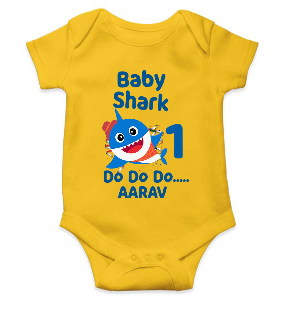 Custom Name Baby Shark Do Do Do First Birthday Rompers for Baby Boy- KidsFashionVilla