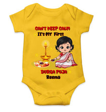 Load image into Gallery viewer, Custom Name Can Not Keep Calm It Is Time For Durga Pooja Rompers for Baby Girl- KidsFashionVilla
