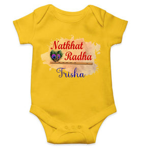 Custom Name Natkhat Radha Janmashtami Rompers for Baby Girl- KidsFashionVilla