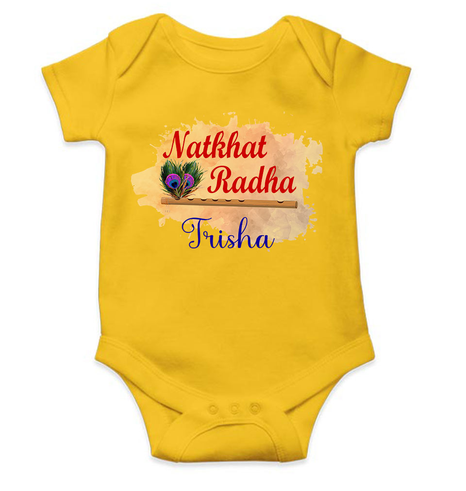 Custom Name Natkhat Radha Janmashtami Rompers for Baby Girl- KidsFashionVilla