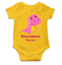 Load image into Gallery viewer, Custom Name Sis A Sauras Rakhi Rompers for Baby Girl- KidsFashionVilla
