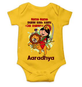 Custom Name Jai Durge Navratri Rompers for Baby Girl- KidsFashionVilla