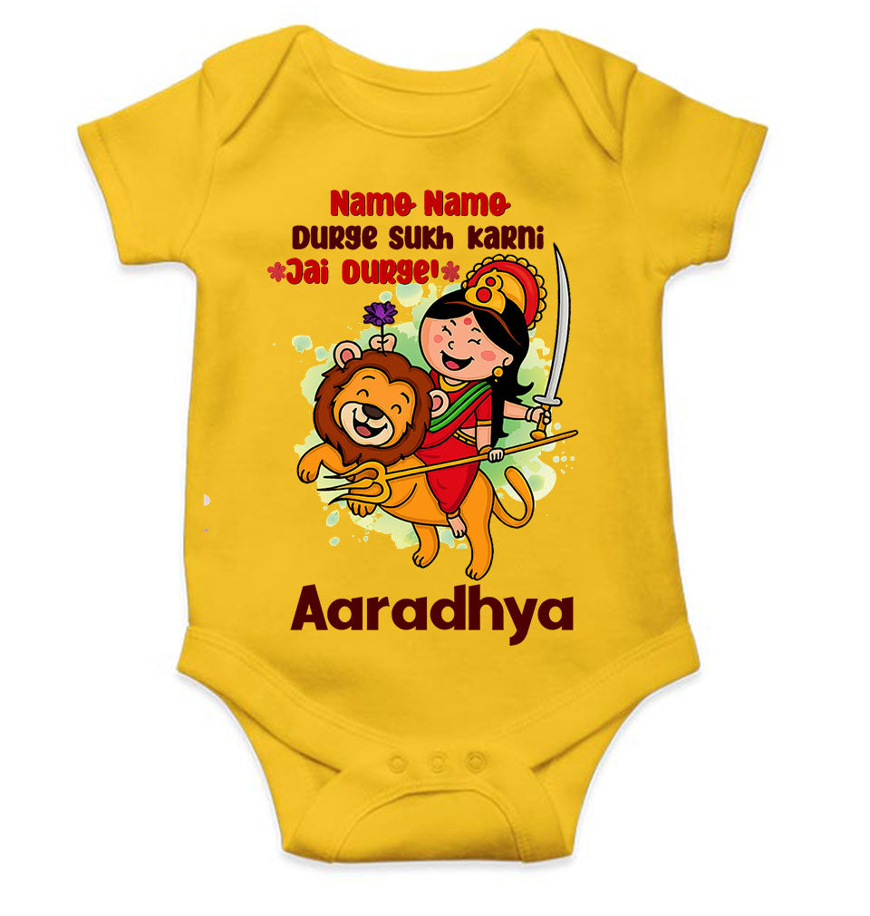 Custom Name Jai Durge Navratri Rompers for Baby Girl- KidsFashionVilla