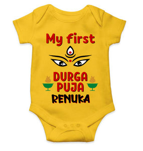 Custom Name My First Durga Pooja Rompers for Baby Girl- KidsFashionVilla