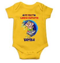 Load image into Gallery viewer, My First Ganesh Chaturthi Rompers for Baby Girl- KidsFashionVilla
