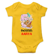Load image into Gallery viewer, Custom Name 5 Month Birthday Teddy Design Rompers for Baby Girl- KidsFashionVilla
