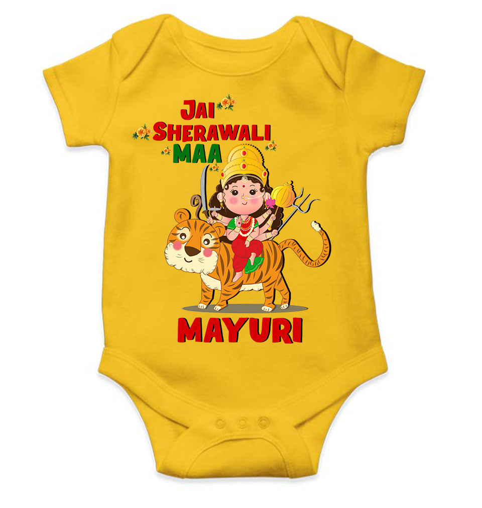 Custom Name Jai Sherawali Maa Navratri Rompers for Baby Girl- KidsFashionVilla