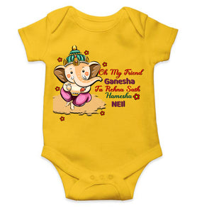 Custom Name Oh My Friend Ganesha Ganesh Chaturthi Rompers for Baby Boy- KidsFashionVilla