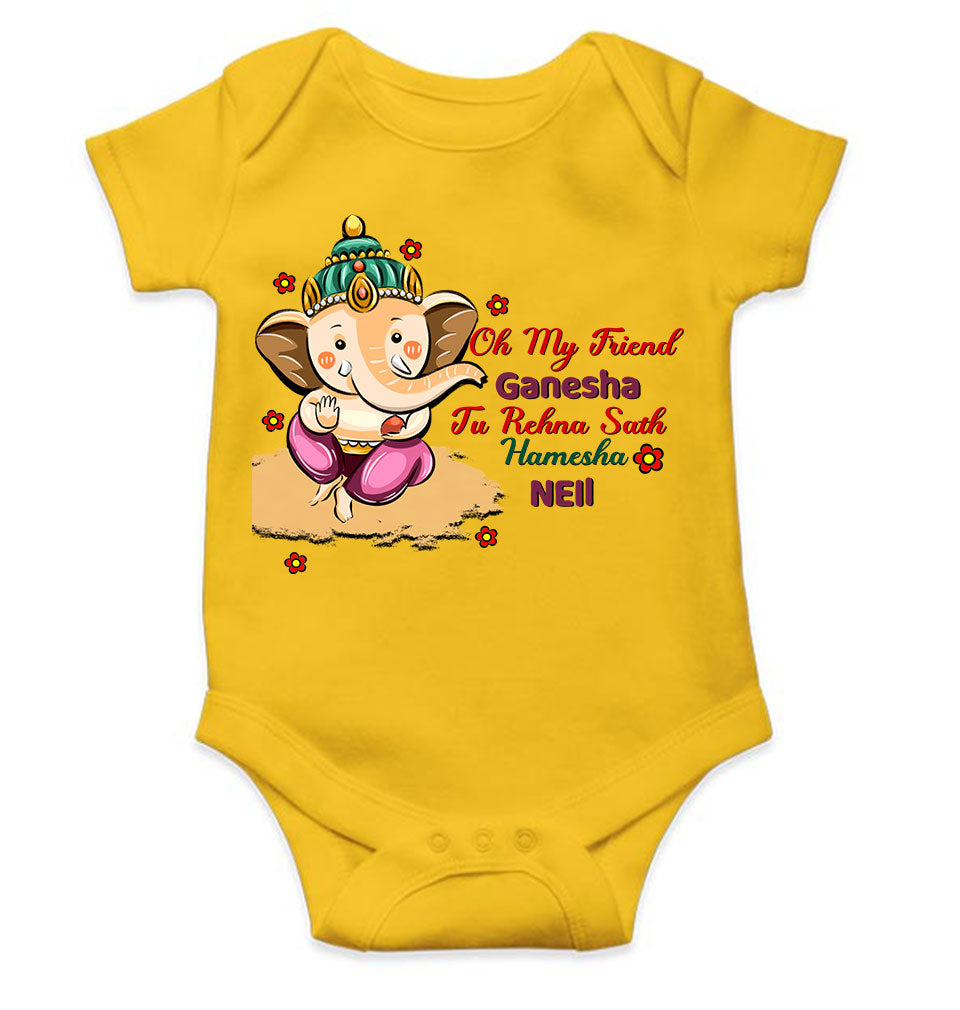 Custom Name Oh My Friend Ganesha Ganesh Chaturthi Rompers for Baby Boy- KidsFashionVilla