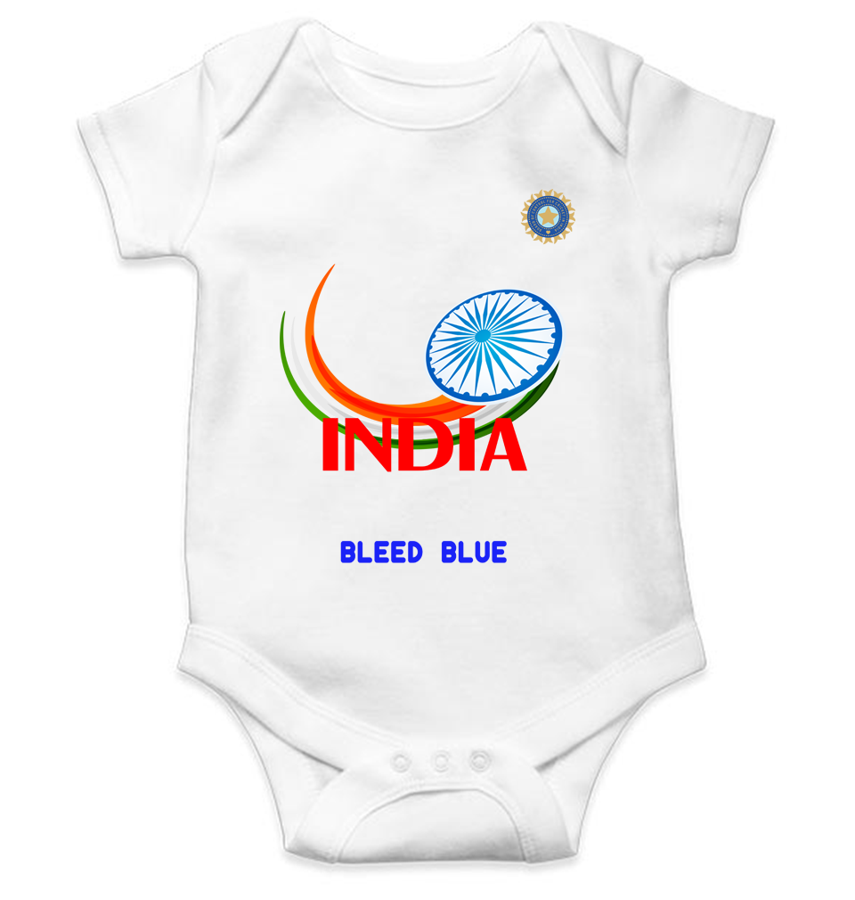 India Bleed Blue World Cup Cricket Rompers for Baby Boy- KidsFashionVilla