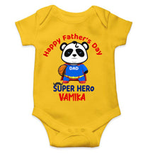 Load image into Gallery viewer, Custom Name Happy Fathers Day Super Hero Rompers for Baby Girl- KidsFashionVilla
