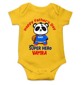 Custom Name Happy Fathers Day Super Hero Rompers for Baby Girl- KidsFashionVilla