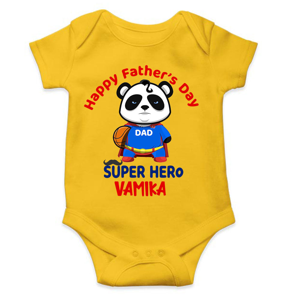 Custom Name Happy Fathers Day Super Hero Rompers for Baby Girl- KidsFashionVilla