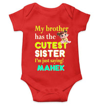 Load image into Gallery viewer, Custom Name My Brother Has Cutest Sister Raksha Bandhan Rompers for Baby Girl- KidsFashionVilla

