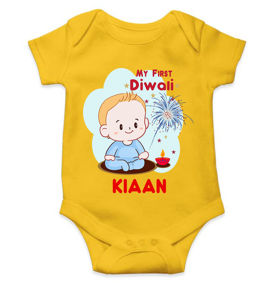 Custom Name My First Diwali Rompers for Baby Boy- KidsFashionVilla