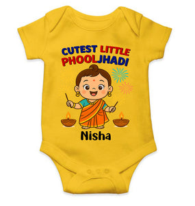 Custom Name Cutest Little Phooljhadi Diwali Rompers for Baby Girl- KidsFashionVilla