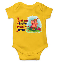 Load image into Gallery viewer, Custom Name Ganpati Bappa Mourya Ganesh Chaturthi Rompers for Baby Girl- KidsFashionVilla
