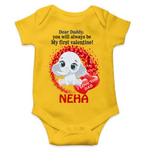Load image into Gallery viewer, Custom Name Daddy Always Be My First Valentine Rompers for Baby Girl- KidsFashionVilla

