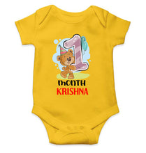 Load image into Gallery viewer, Custom Name 1 Month Birthday Teddy Design Rompers for Baby Boy- KidsFashionVilla
