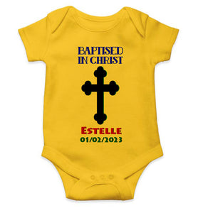 Custom Name And Date Baptised In Christ Christening Day Baptism Rompers for Baby Girl- KidsFashionVilla