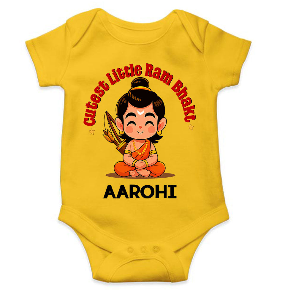 Custom Name Cutest little Ram Bhakt Dusshera Rompers for Baby Girl- KidsFashionVilla