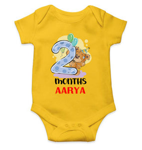 Custom Name 2 Month Birthday Teddy Design Rompers for Baby Girl- KidsFashionVilla