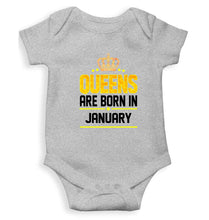 Load image into Gallery viewer, Queens Are Born In January Rompers for Baby Girl- KidsFashionVilla
