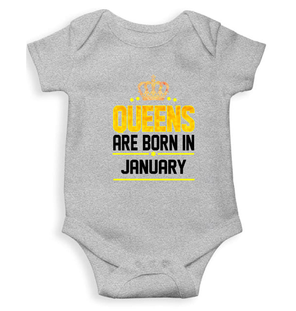 Queens Are Born In January Rompers for Baby Girl- KidsFashionVilla
