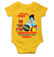 Load image into Gallery viewer, Custom Name First Janmashtami With Mumma Papa Rompers for Baby Girl- KidsFashionVilla
