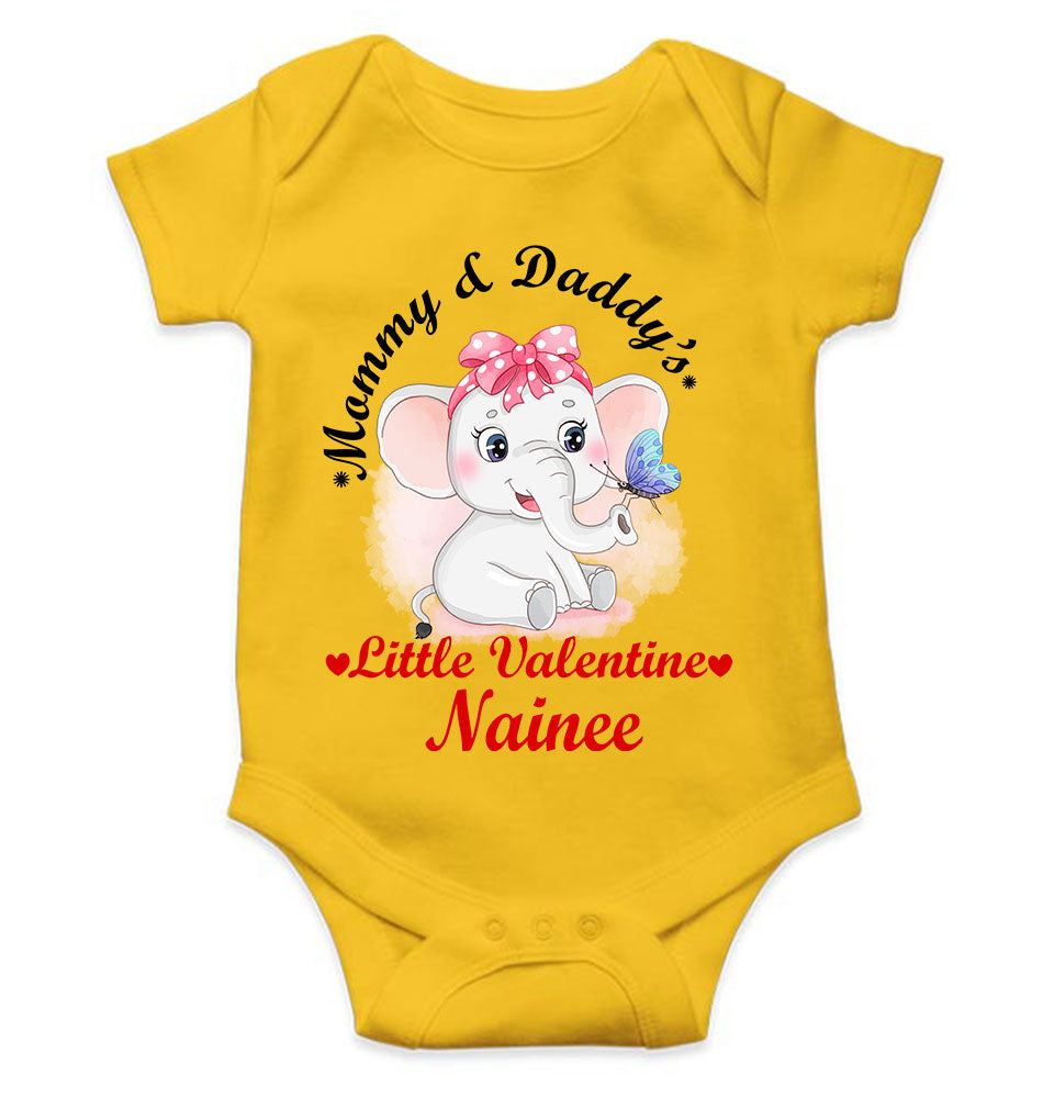 Custom Name Mommy And Daddys Little Valentine Rompers for Baby Girl- KidsFashionVilla