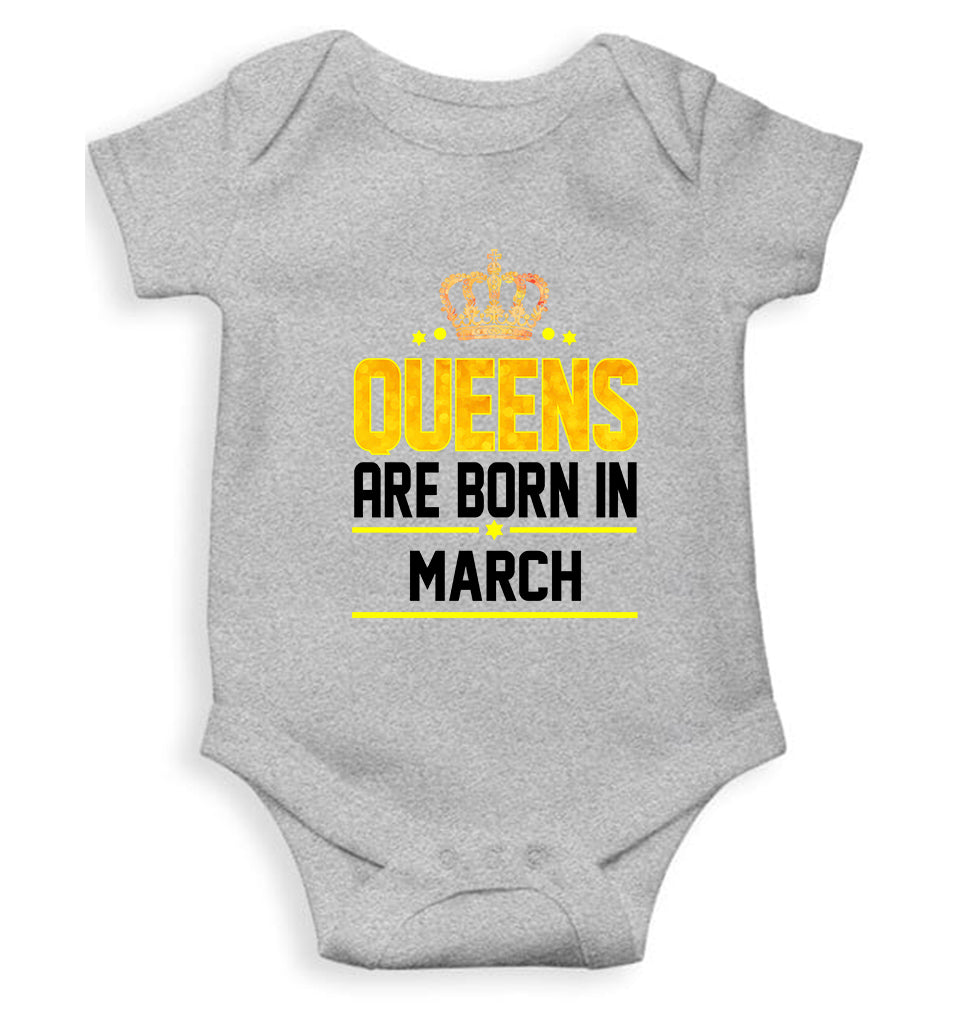 Queens Are Born In March Rompers for Baby Girl- KidsFashionVilla