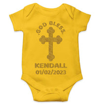 Load image into Gallery viewer, Custom Name And Date God Bless Baptism Christening Day Rompers for Baby Girl- KidsFashionVilla
